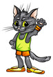 Black cat in jogging shoes
