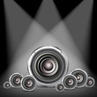 quality speaker on spotlight background