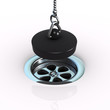 3d Plug hanging over plug hole close up