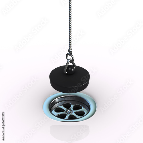 Illustration: 3d Plug over plug hole 3d Plug over plug hole