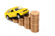Yellow car and coins Yellow car and coins