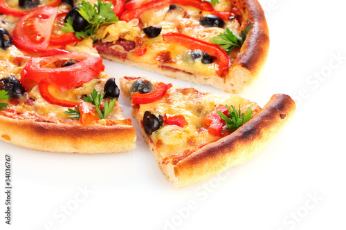 Photo: pizza isolated on white pizza isolated on white