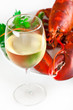 Glass of white wine with lobster Glass of white wine with lobster