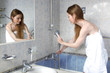 young woman in bathroom take a shower young woman in bathroom take a shower