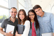 Portrait of cheeful college students