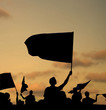 silhouette of protestors