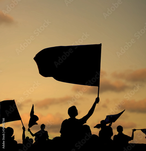 Photo: silhouette of protestors silhouette of protestors