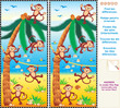 Find the differences visual puzzle - monkeys, beach, palm