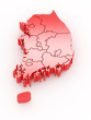 Three-dimensional map of Southern Korea.