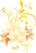 Lilies with floral ornament and butterflies