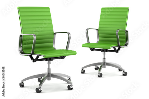 Green Office Chair on Two Modern Green Office Chairs Isolated On White Background    Tiler84