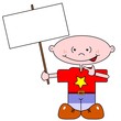 Cartoon boy with copy space in billboard signpost