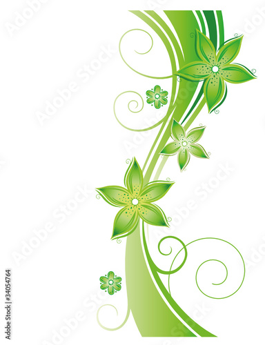 Vector: Ranke, flora, Blumen, Blüten, Grüntöne, Grün, Hellgrün Ranke, flora, Blumen, Blüten, Grüntöne, Grün, Hellgrün