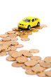Toy car and coins Toy car and coins