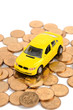 Toy car and coins Toy car and coins