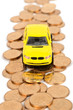Toy car and coins Toy car and coins