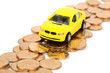Toy car and coins Toy car and coins