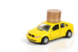 Toy car and coins Toy car and coins