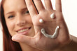 female applying cream to her hands