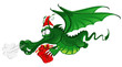 new year 2012 : Cheerful Dragon with a large christmas gift new year 2012 : Cheerful Dragon with a large christmas gift