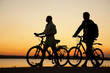 Photo: Couple of bicycles on sunset Couple of bicycles on sunset