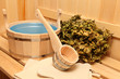 Still life of a steam bath-room accessories