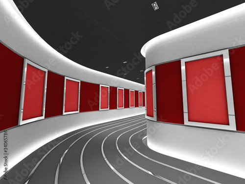Illustration: Silver picture frames in a modern gallery tunnel Silver picture frames in a modern gallery tunnel