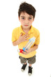 Asthmatic Child with Inhaler and Spacer Chamber Asthmatic Child with Inhaler and Spacer Chamber