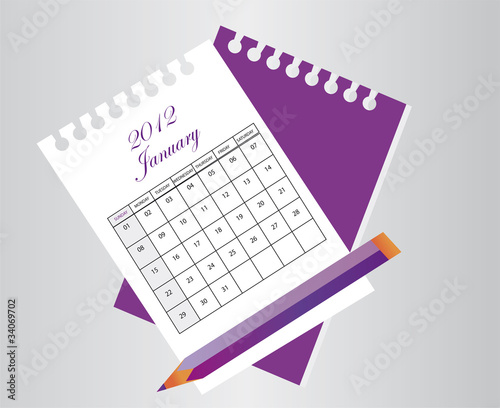 Vektor: Calendar Sheet 2012 January Calendar Sheet 2012 January