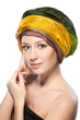 Fashion portrait of sensual woman in fashionable turban