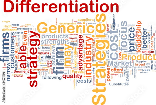 Illustration: Differentiation strategies background concept Differentiation strategies background concept