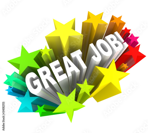 Illustration: Great Job Words Praising a Successful Goal Accomplished Great Job Words Praising a Successful Goal Accomplished
