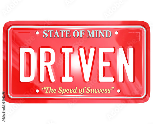 Photo: Driven Word on Red License Plate - Driving to Success Driven Word on Red License Plate - Driving to Success