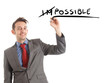 Businessman changing the word 