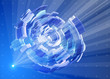 Blue radial abstract technology hologram Blue radial abstract technology hologram