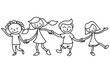 Kinder, Freundschaft, Ausmalbild