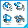 Blue 3d company signs.