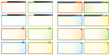 Vector: A set of 4 dialogue boxes with 4 color options each A set of 4 dialogue boxes with 4 color options each