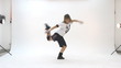 Teenager dancing breakdance in action