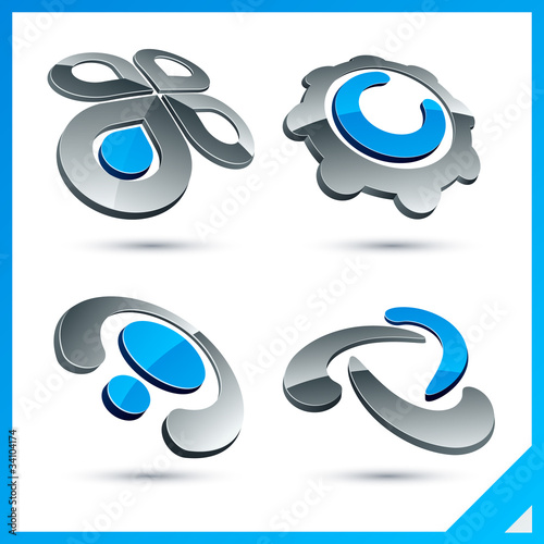 Vector: Blue 3d company signs. Blue 3d company signs.