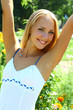young beautiful blond female with long hair