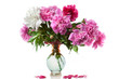 boquet of peony in the vase isolated on white