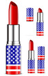 abstract usa lipsticks isolated on white background
