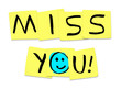Photographie : Miss You - Words on Yellow Sticky Notes