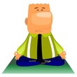 businessman meditating in yoga lotus pose