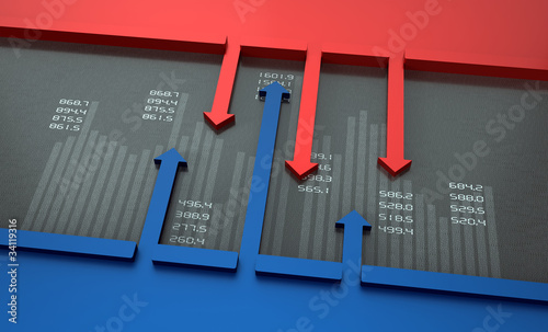 Illustration: Chart, diagram with arrows Chart, diagram with arrows