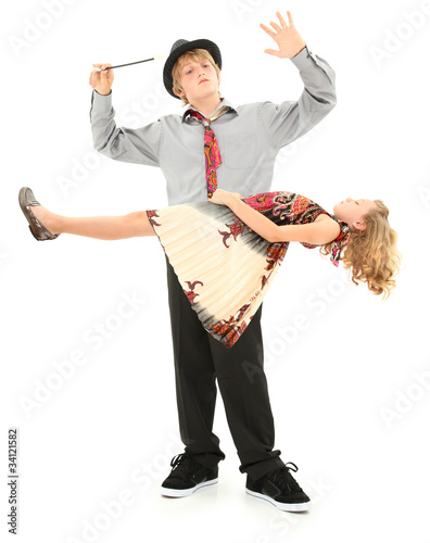 Photo: Boy and Girl Child Magic Show Levitation. Boy and Girl Child Magic Show Levitation.