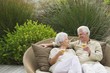 Senior couple toasting with wine
