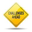 Señal amarilla texto CHALLENGES AHEAD
