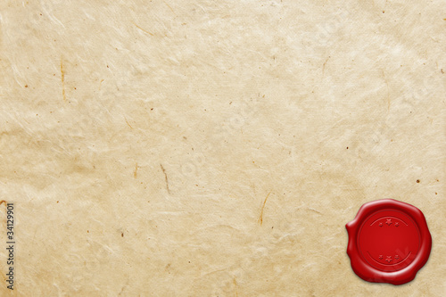 Photo: leeres Blatt mit Siegelwachs leeres Blatt mit Siegelwachs